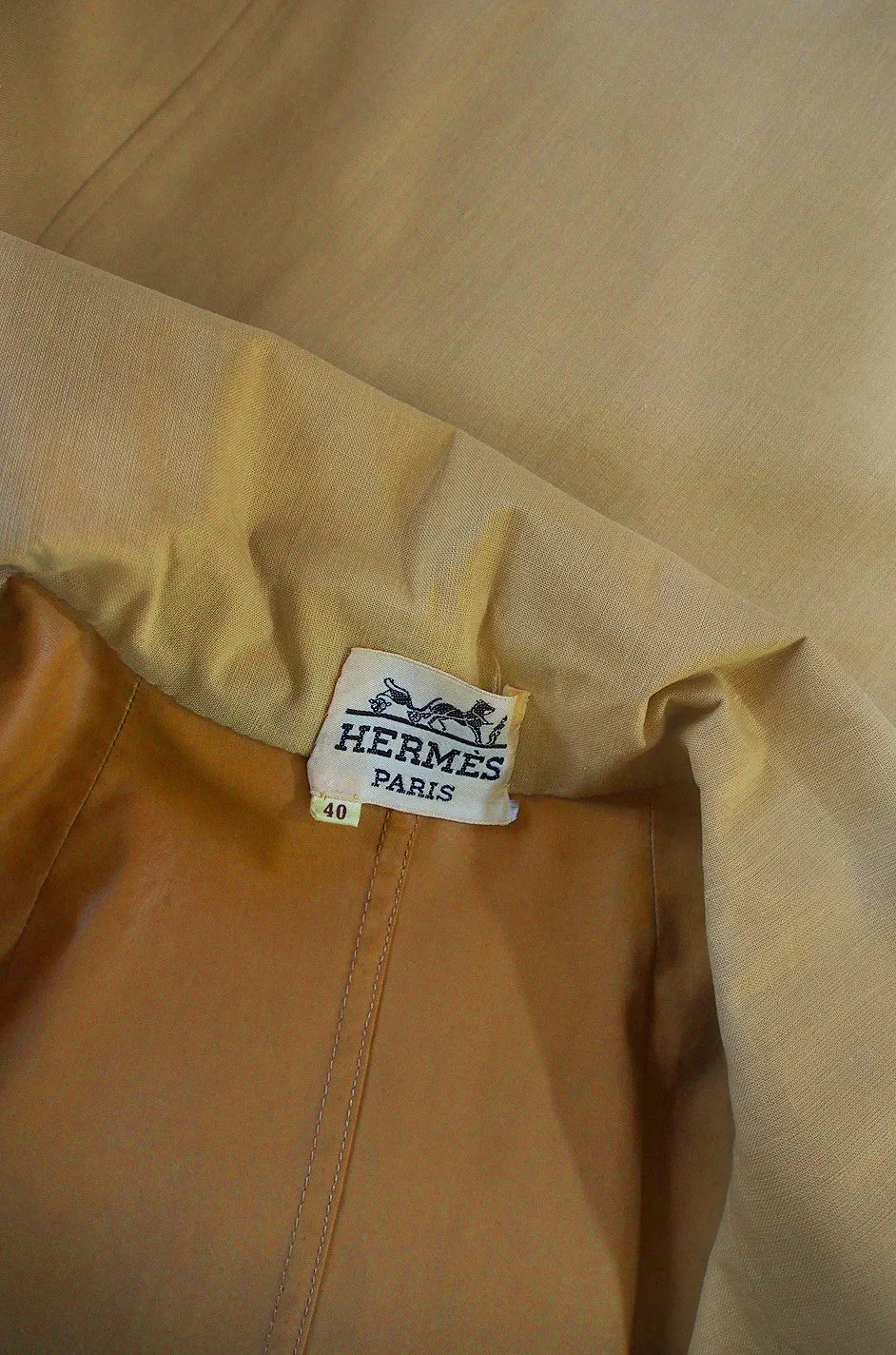 Late 1950s Rare Hermes Coated Cotton Trench Coat