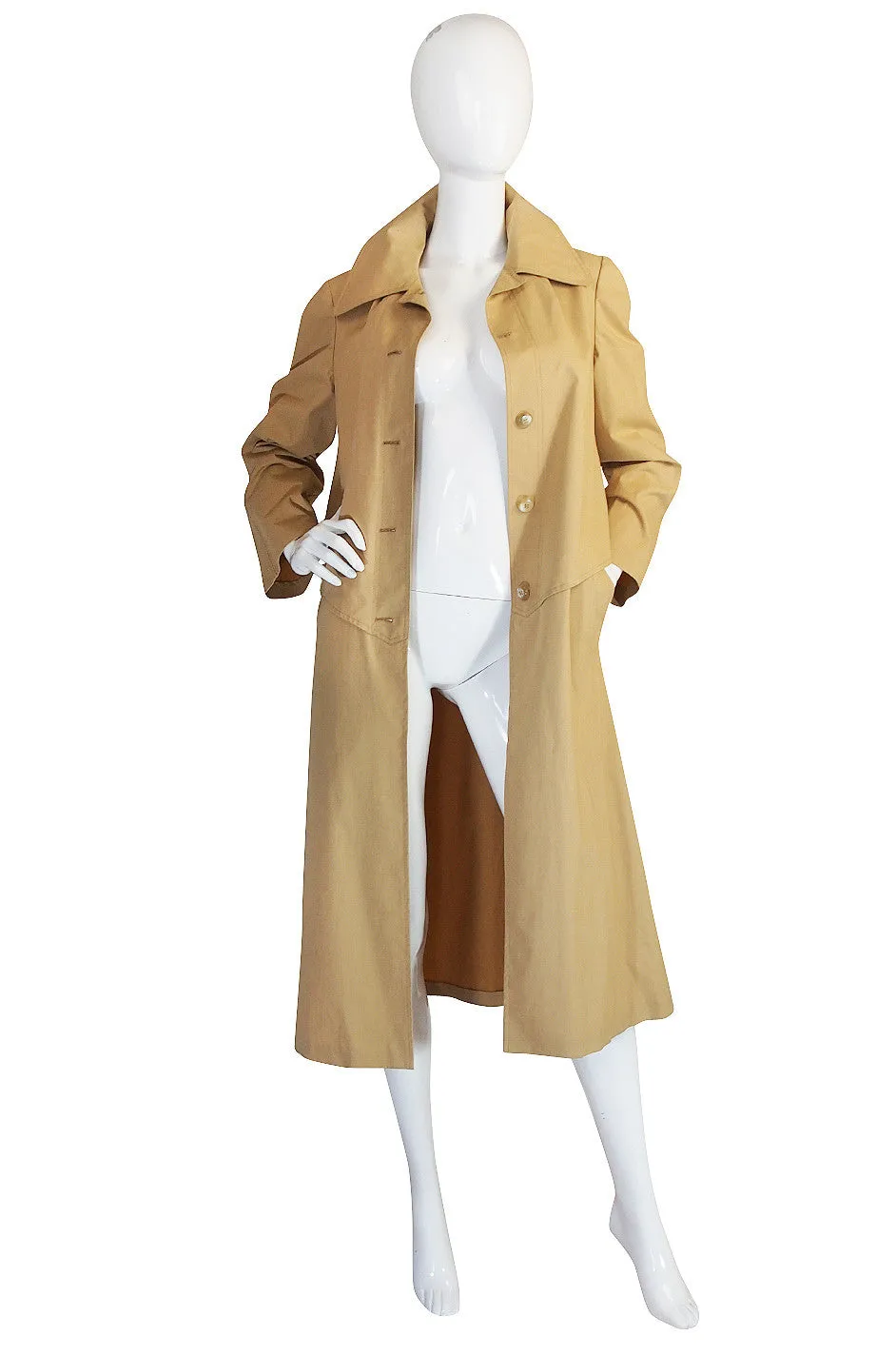 Late 1950s Rare Hermes Coated Cotton Trench Coat