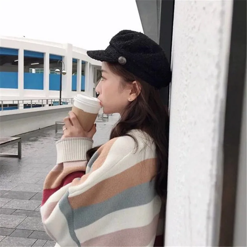“LAZY” STRIPE KNITTED SWEATERS W102515