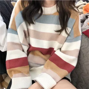 “LAZY” STRIPE KNITTED SWEATERS W102515