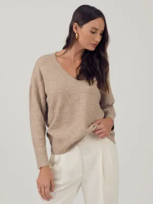 Light Taupe Drop Shoulder Sweater