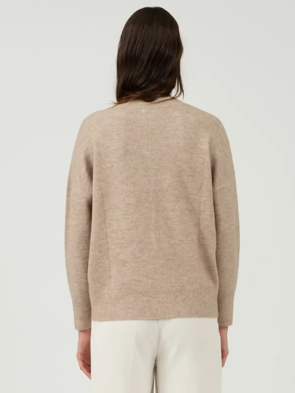 Light Taupe Drop Shoulder Sweater