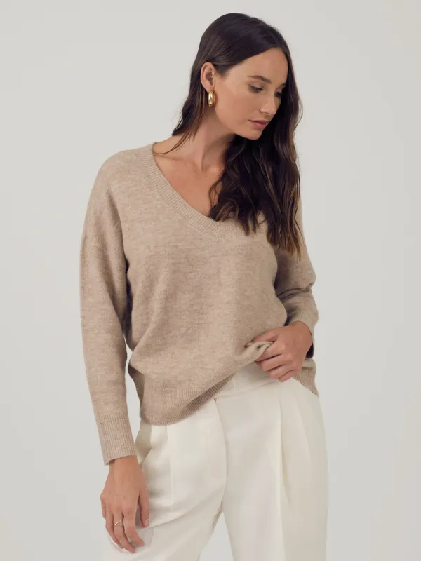 Light Taupe Drop Shoulder Sweater
