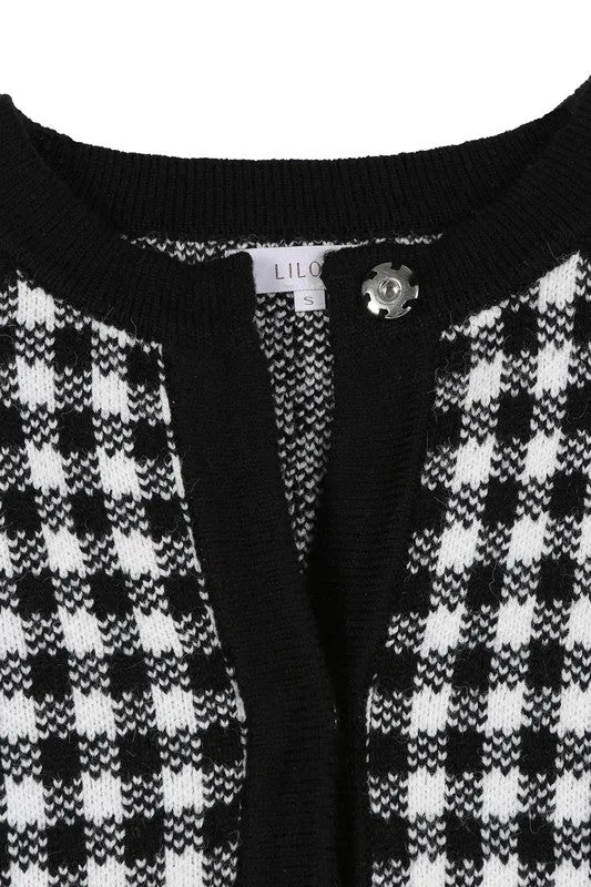 Lilou Black check knitted jacket