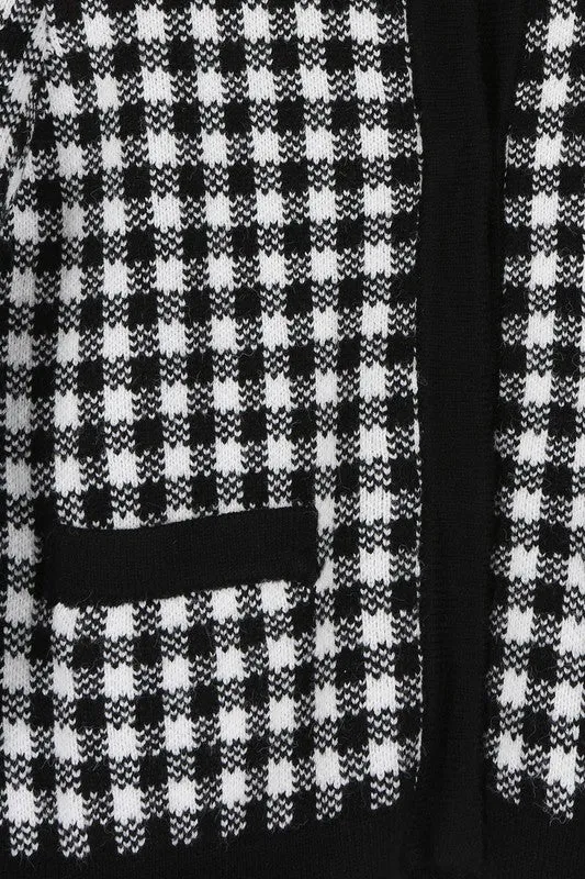 Lilou Black check knitted jacket