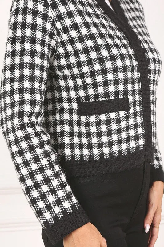 Lilou Black check knitted jacket