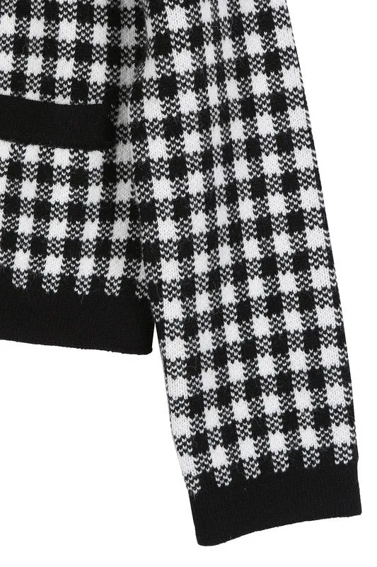 Lilou Black check knitted jacket