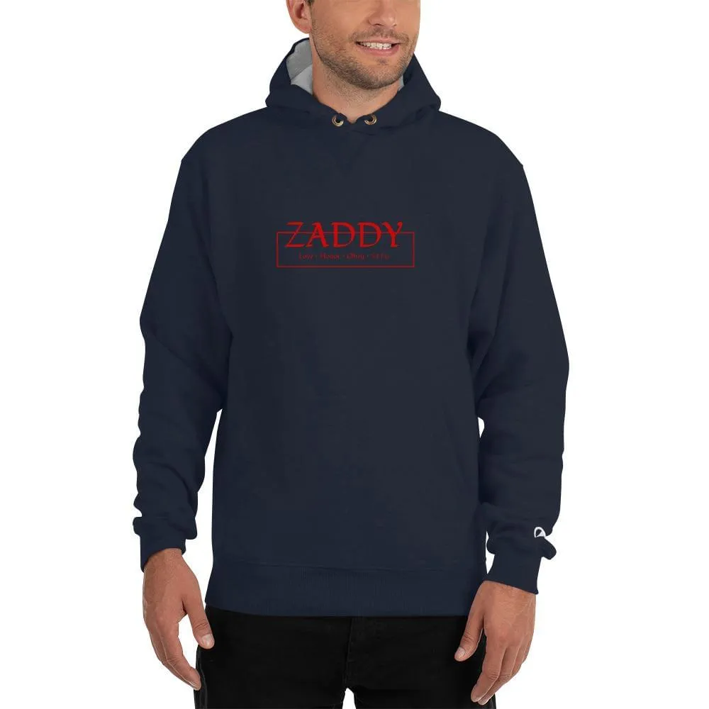 Love Honor Obey Zaddy Champion Hoodie - Red Lettering