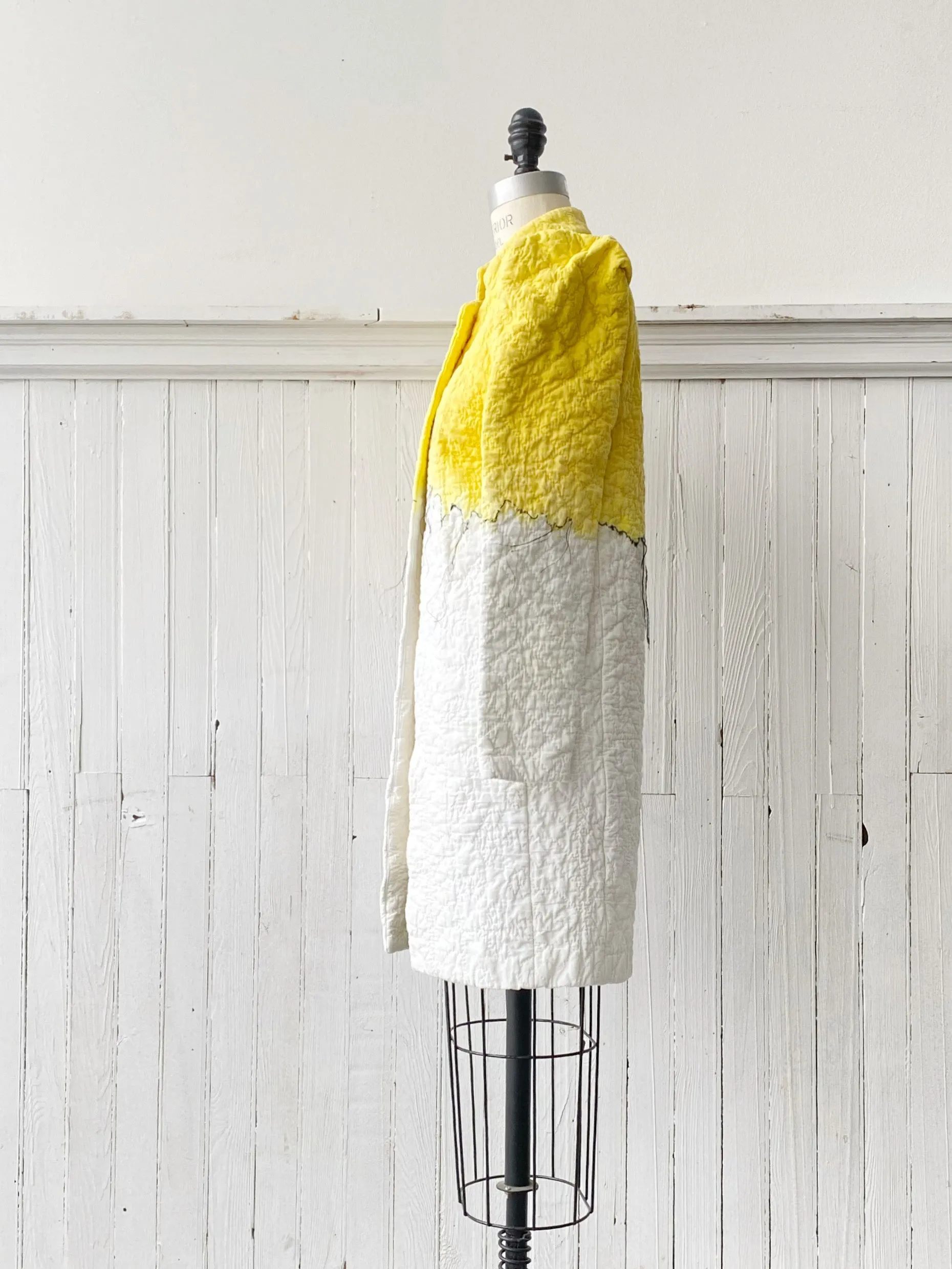 map of the sun turmeric tie dyed antique coverlet coat