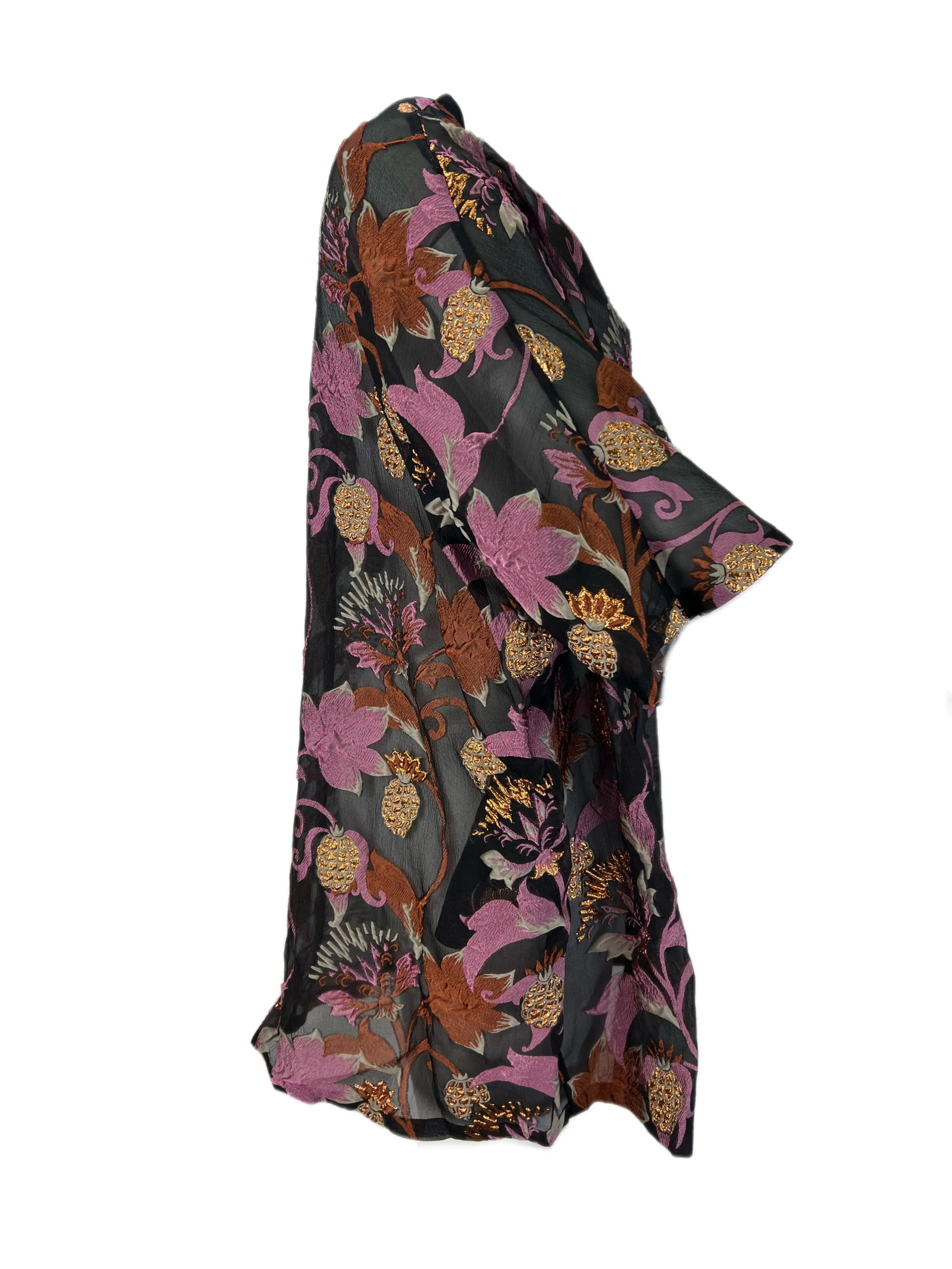 Marina Rinaldi Women's Nero Tisana Floral Printed Sheer Jacket NWT