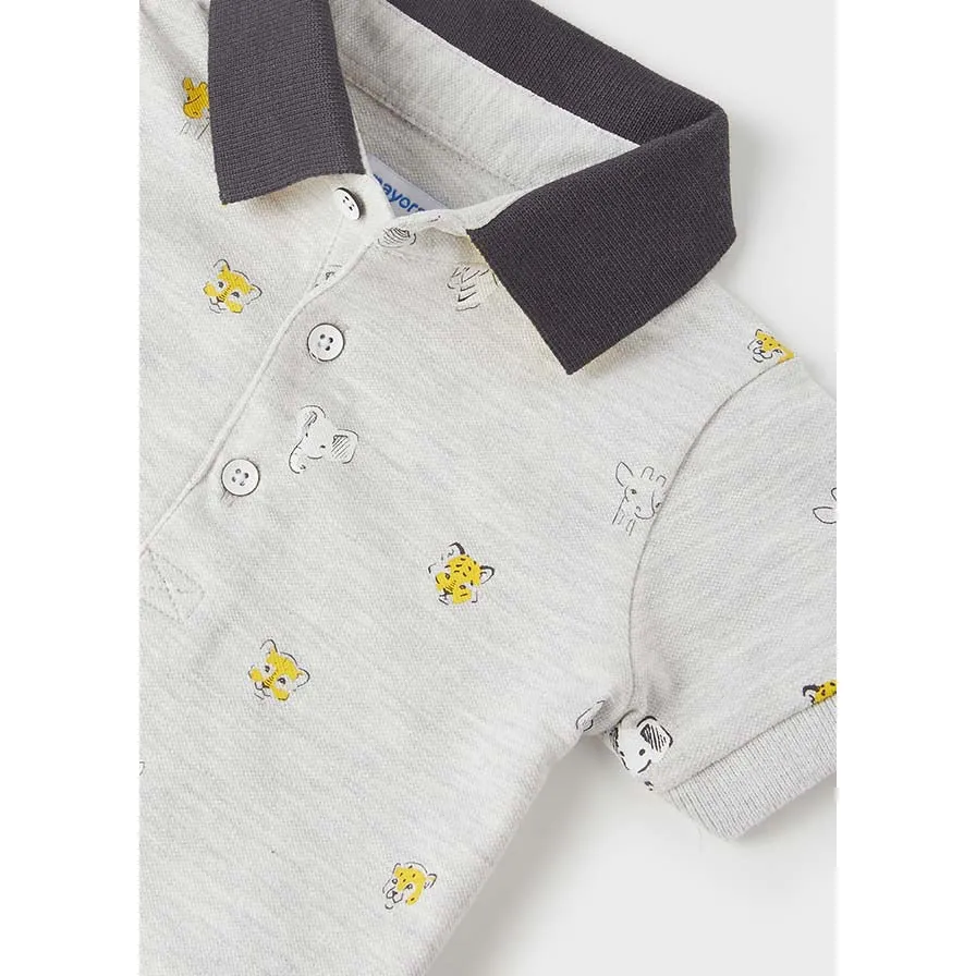 Mayoral Baby Boy Safari Printed Polo Shirt - Grey