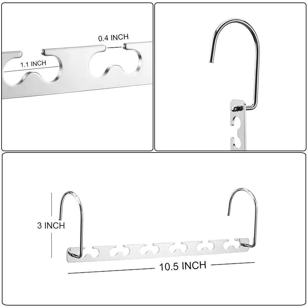 MeetU Space Saving Hangers Wonder Multifunctional Clothes Hangers Stainless Steel 6X2 Slots Magic Hanger Cascading Hanger Updated Hook Design Closet Organizer Hanger (Pack of 20)