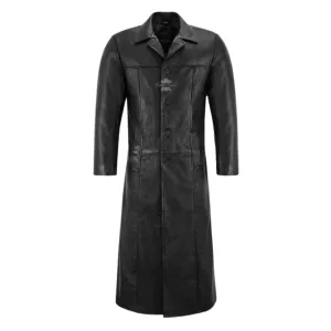 Mens Black Leather Trench Coats