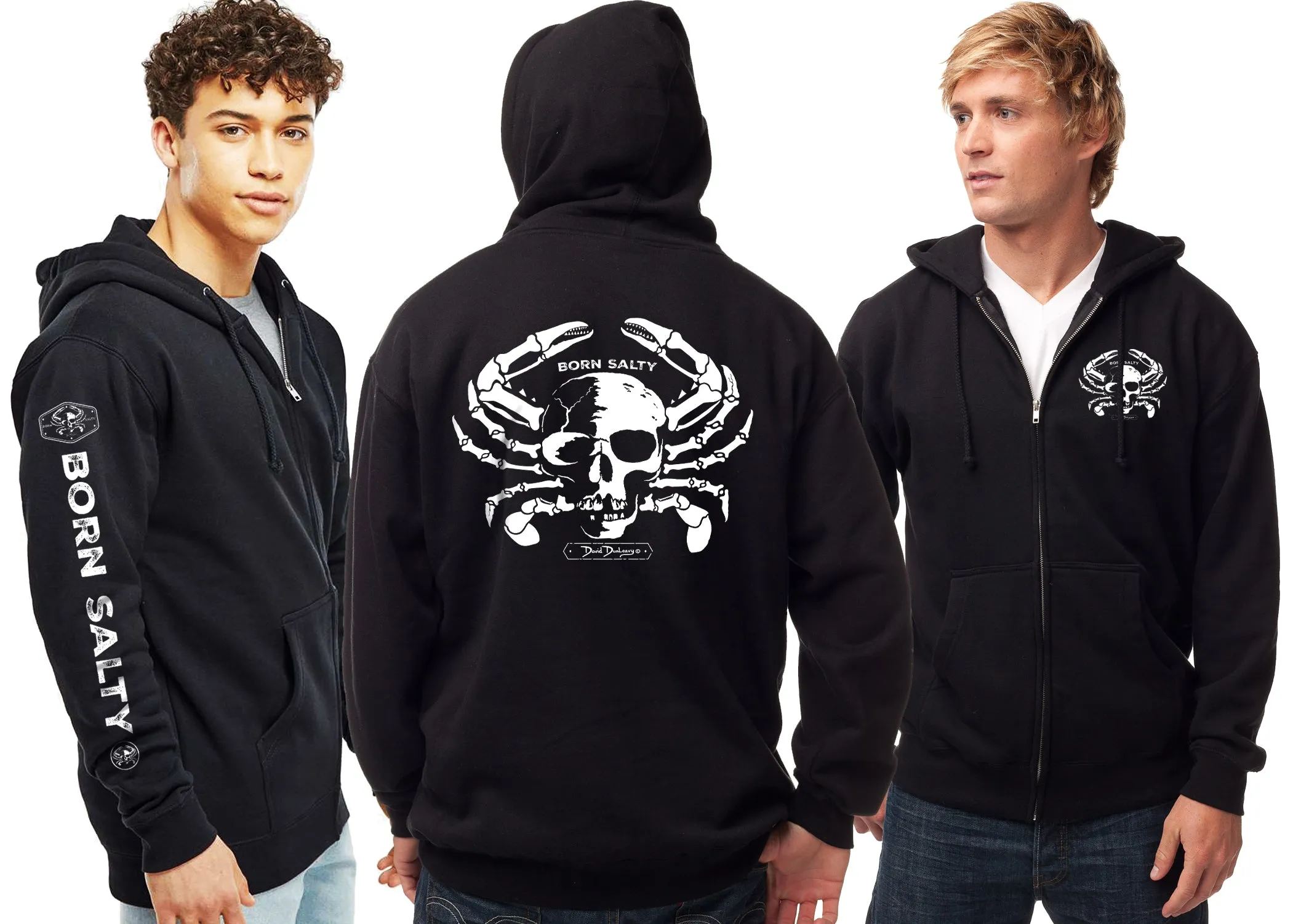 Men's Born Salty Skull Crab Zip Hoodie