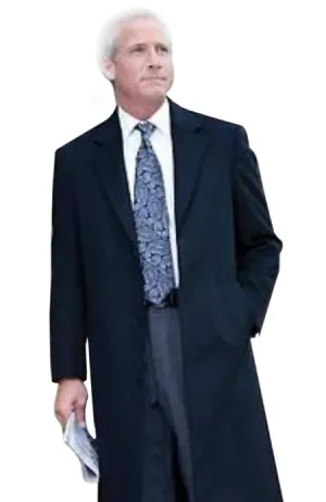 Men'S Dress Coat 38 Inch Three-Button Navy Blue Wool-Three Quarter (36'' Overcoat) Vent 3 Butto