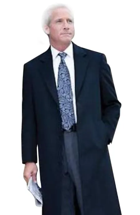 Men'S Dress Coat 38 Inch Three-Button Navy Blue Wool-Three Quarter (36'' Overcoat) Vent 3 Butto