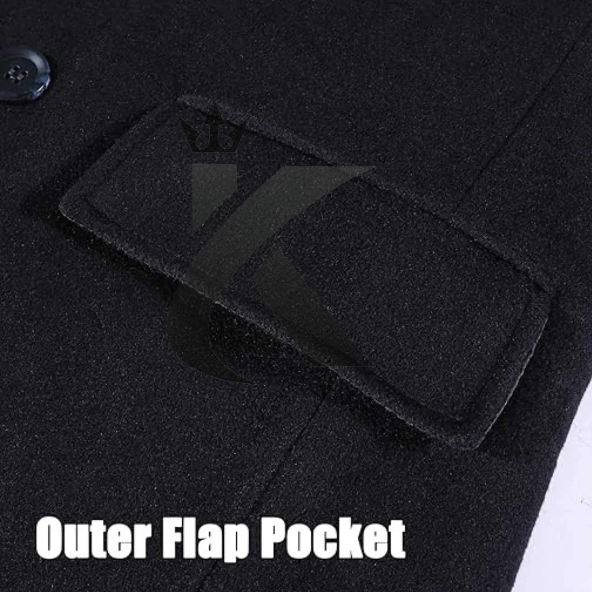 Men's Luxury Full Length Navy Blue Trench Coat Long Wool Overcoat Winter Windbreaker