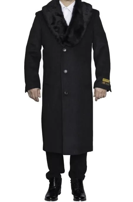 Mens Overcoat Men Charcoal Grey Dress Full Length Wool Dress Top Coat
