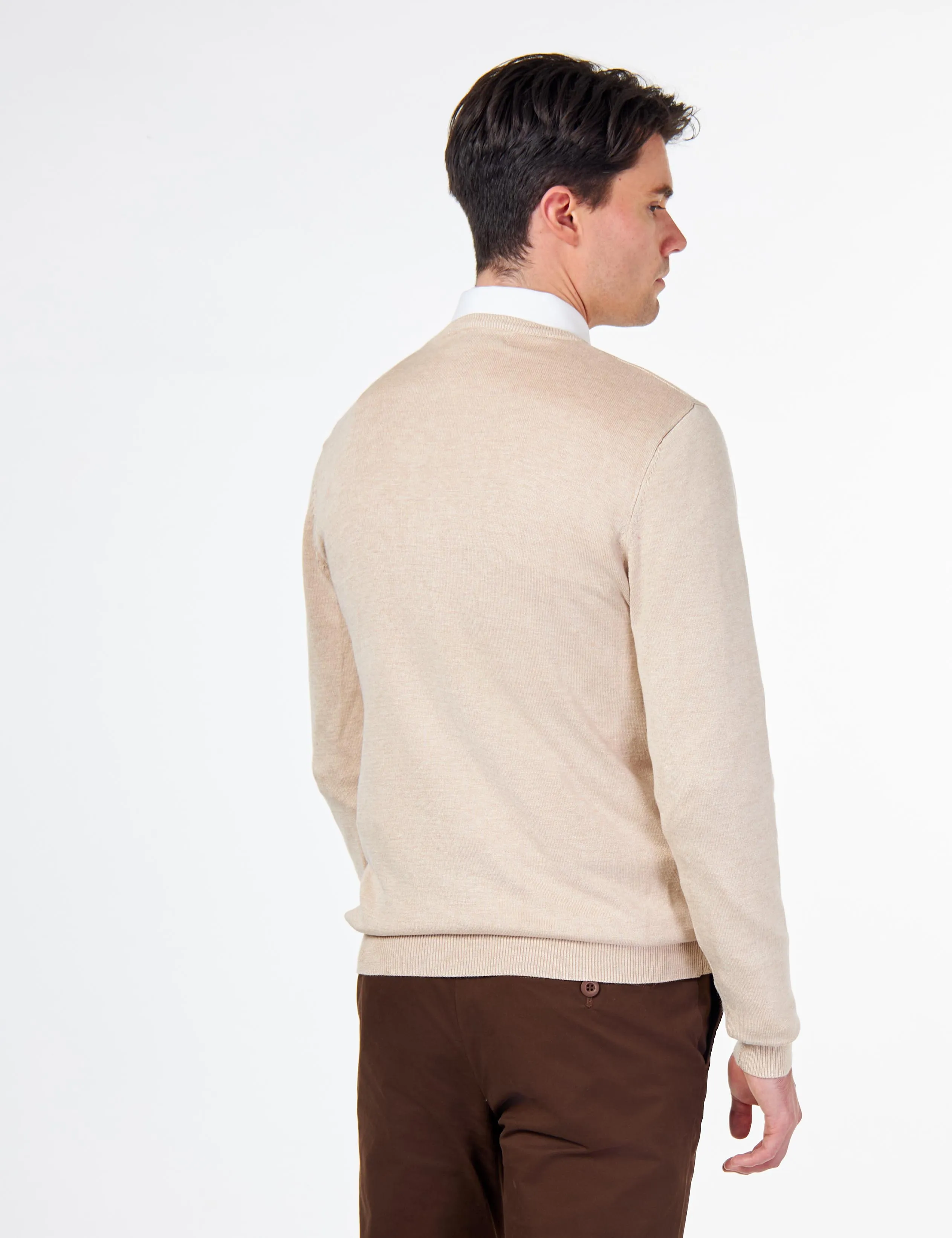 MEN’S PURE COTTON CREAM CREW NECK JUMPER