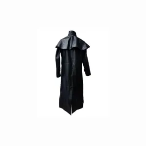 Mens Real Black Aligator/Crocodile Leather Duster Riding Hunting Steampunk Trench Matrix Coat - T7