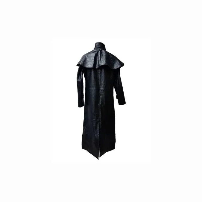 Mens Real Black Aligator/Crocodile Leather Duster Riding Hunting Steampunk Trench Matrix Coat - T7