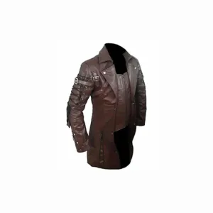 Mens Real Brown Leather Goth Matrix Trench Coat Steampunk Gothic - T18-BRW