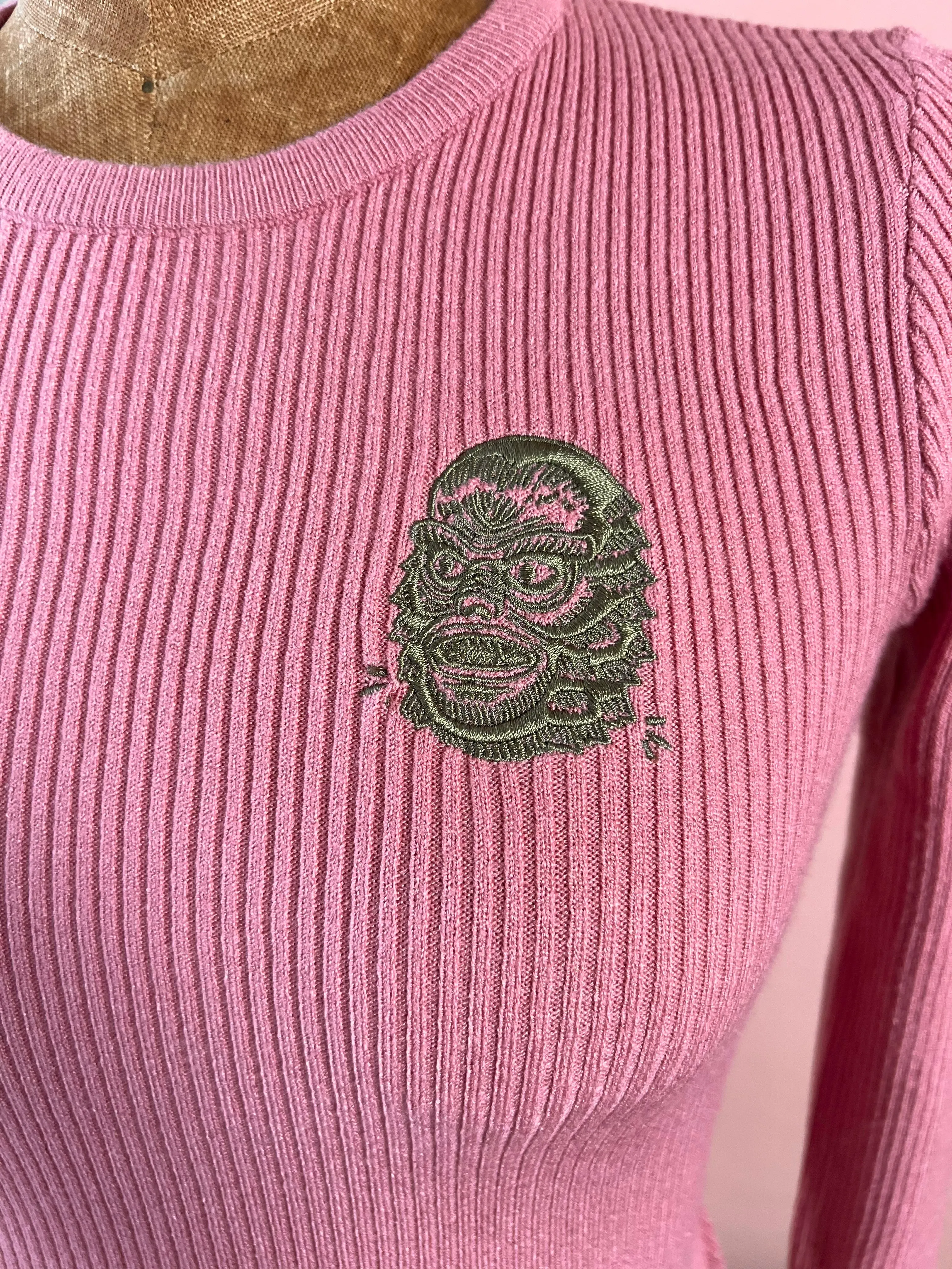 MONSTER HEADS RIB SWEATERS *PINK