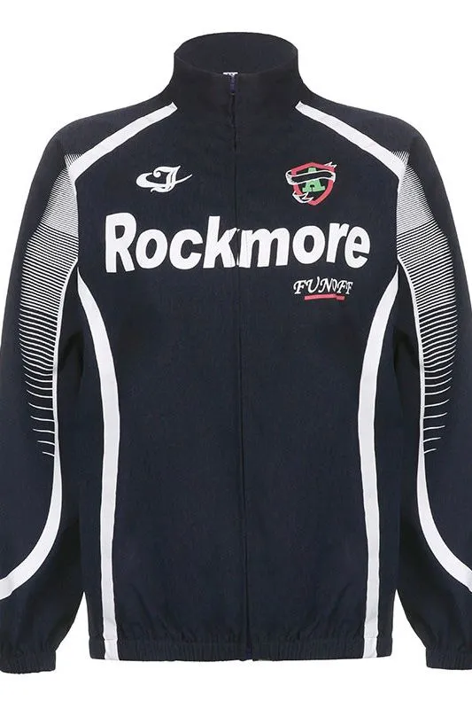 Motorcycle Letter Printed Woven Jacket
