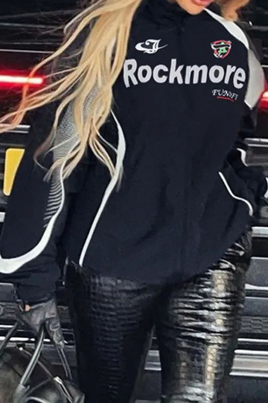 Motorcycle Letter Printed Woven Jacket