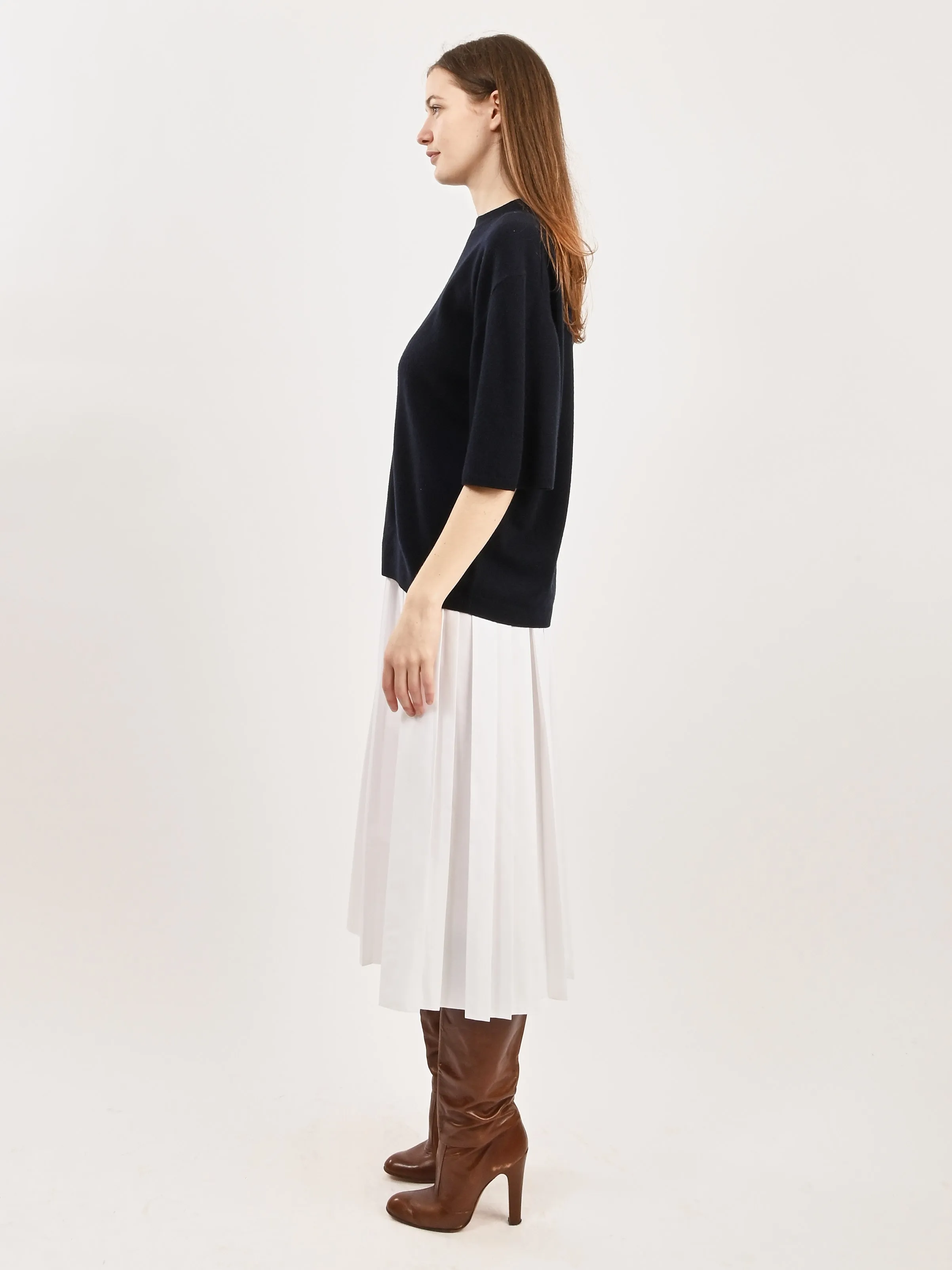Navy Washable Cashmere  Oversized Easy T