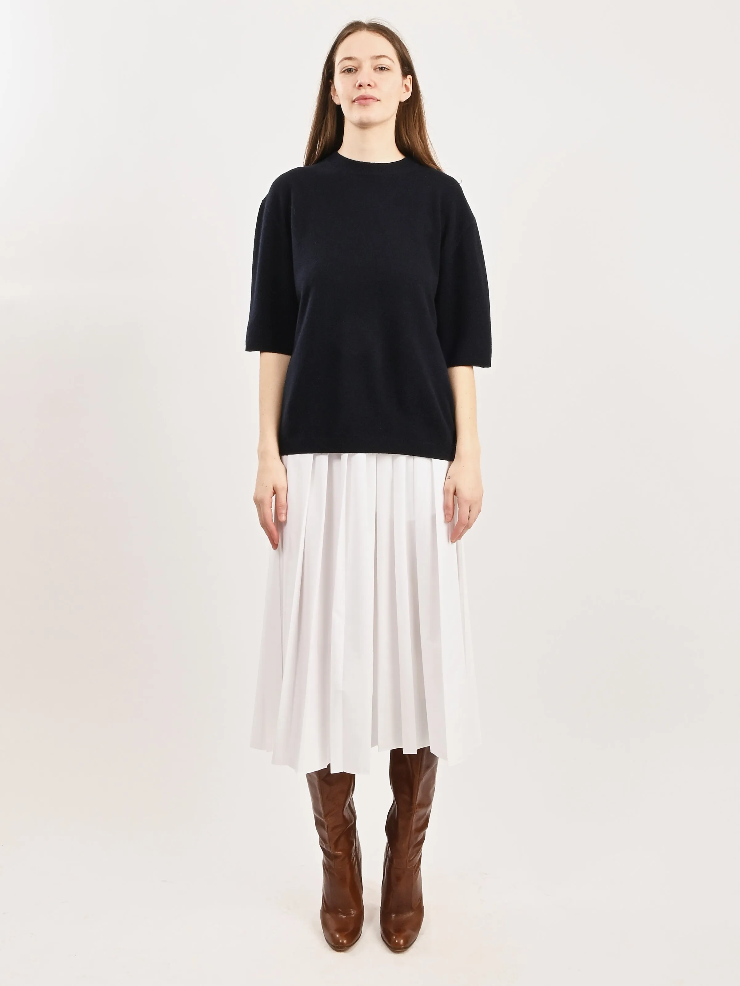 Navy Washable Cashmere  Oversized Easy T