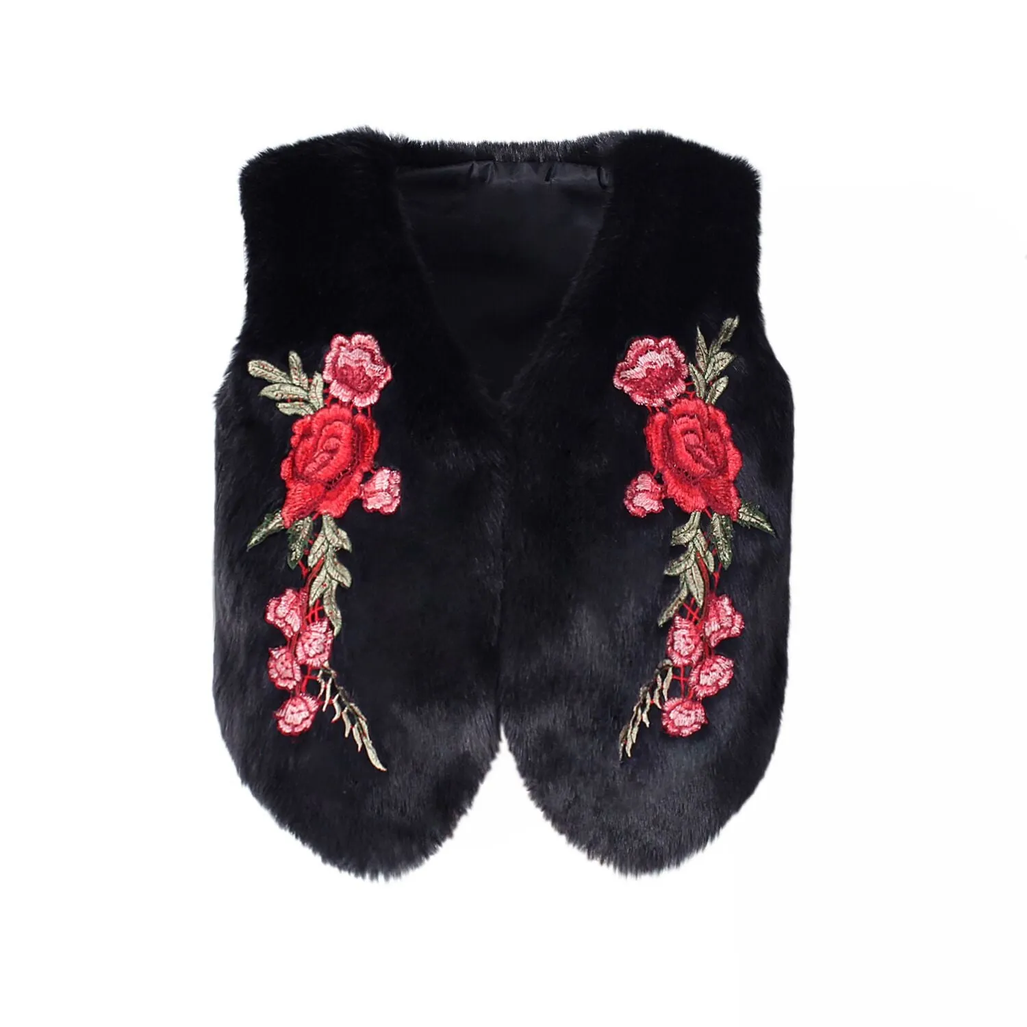 New Vest Jacket Women's Printed Embroidery Short Woolen Coat Vest