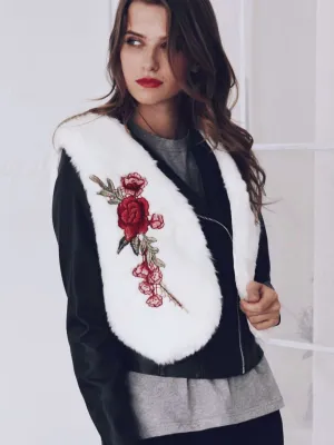 New Vest Jacket Women's Printed Embroidery Short Woolen Coat Vest
