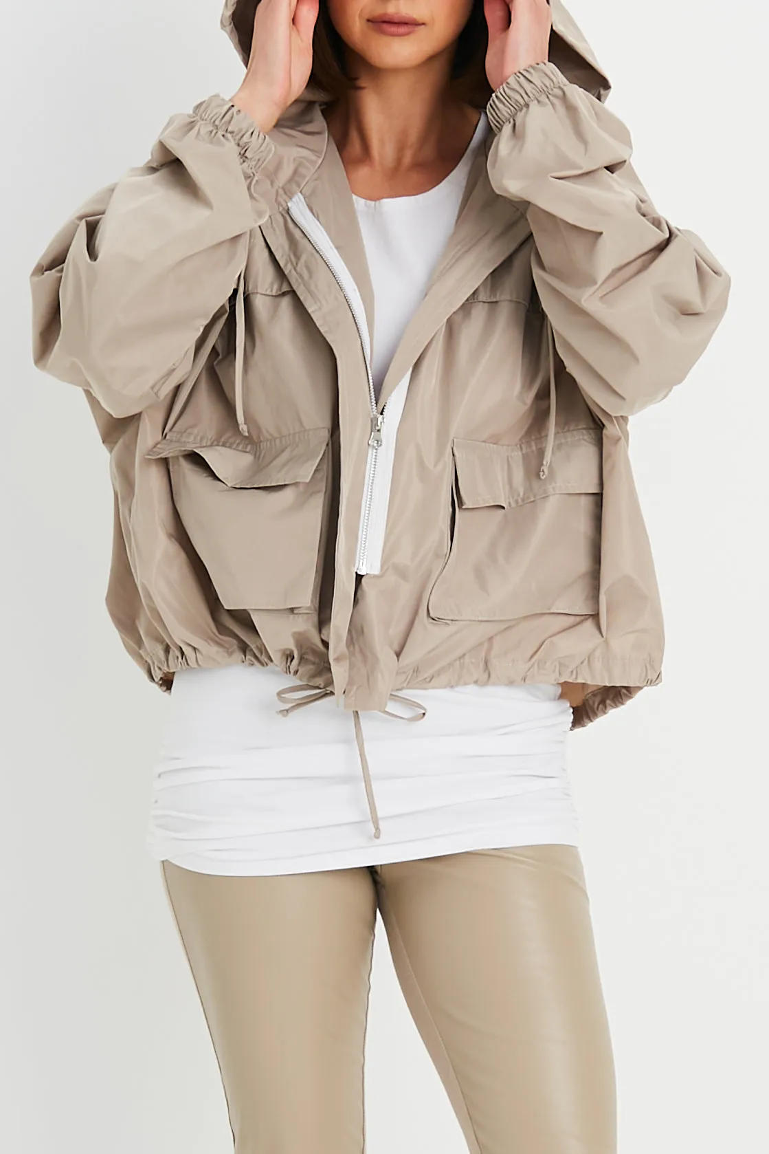 Nylon Cargo Drawstring Jacket