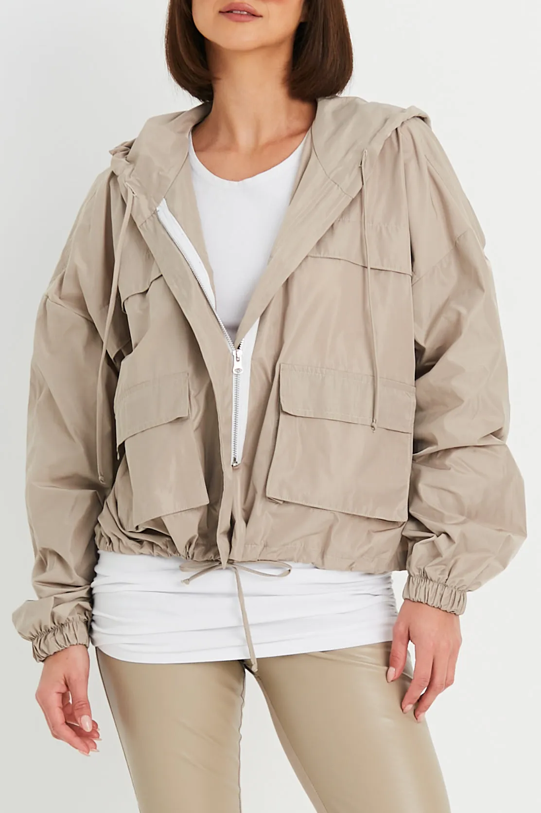 Nylon Cargo Drawstring Jacket