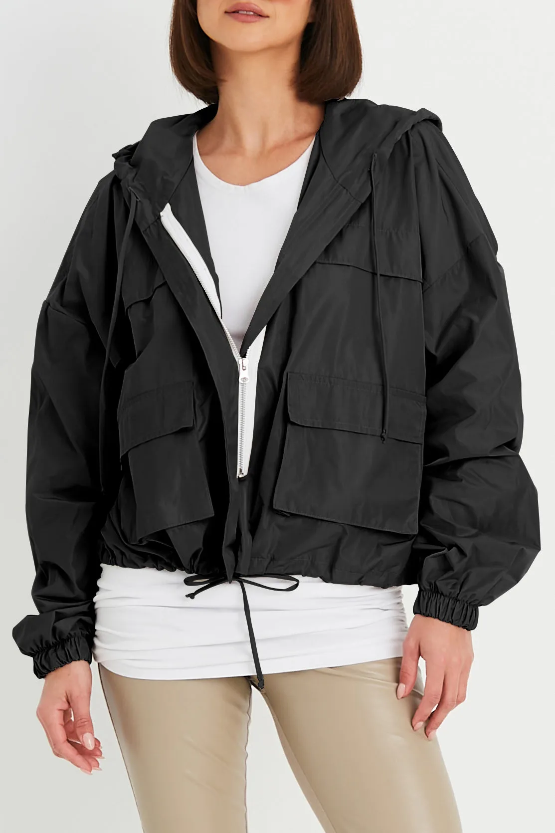 Nylon Cargo Drawstring Jacket