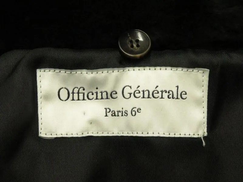 Officine Generale Women's Coat: Black Leather Size S, Pre-owned