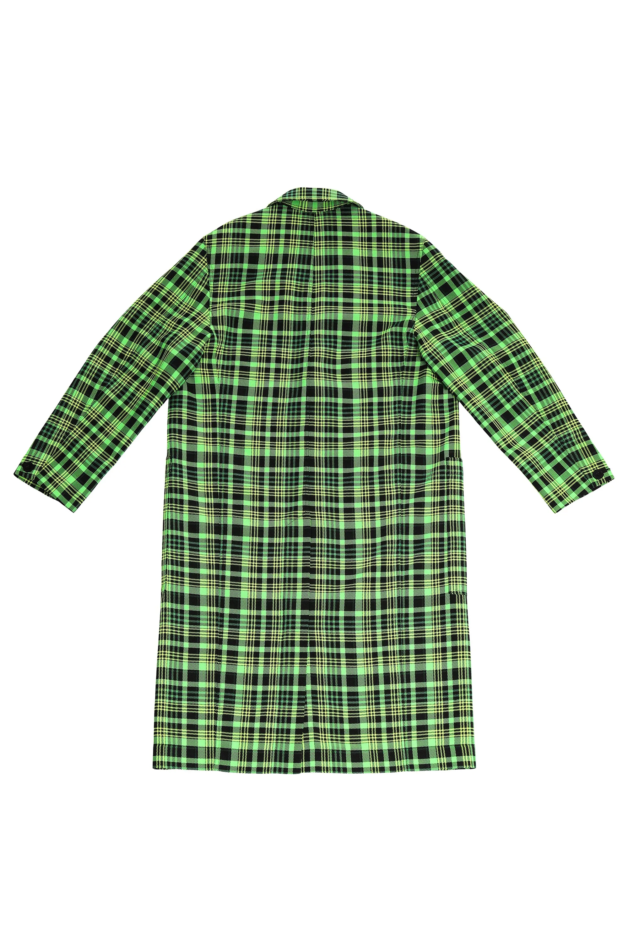 OPEN-WEAVE CHECK LONG TRENCH COAT