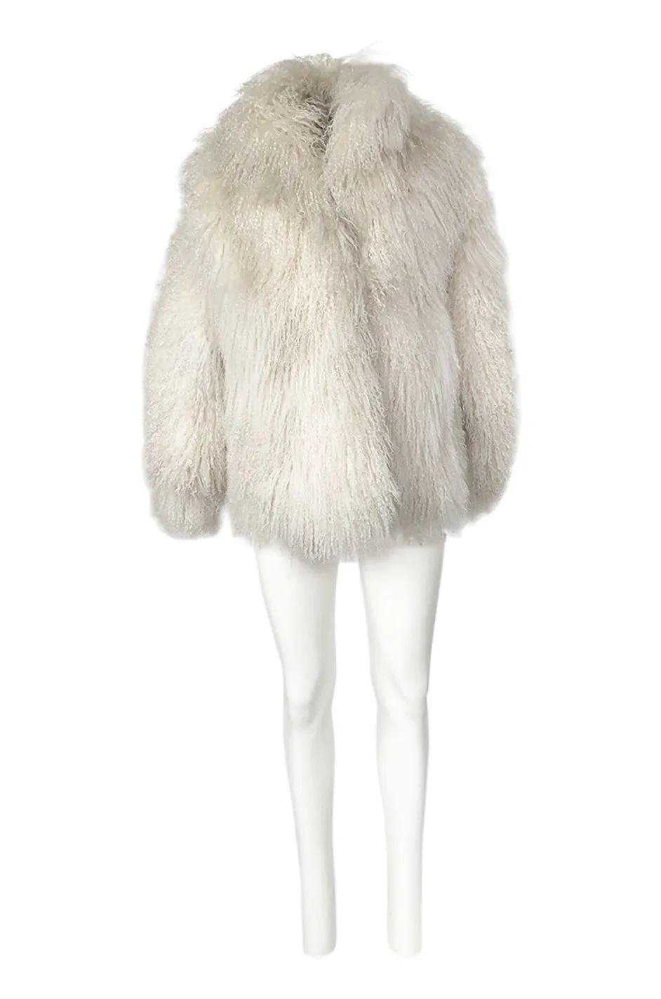 Original 1970s Fluffy Cream Ivory w Pink Undertones Mongolian Sheepskin Jacket