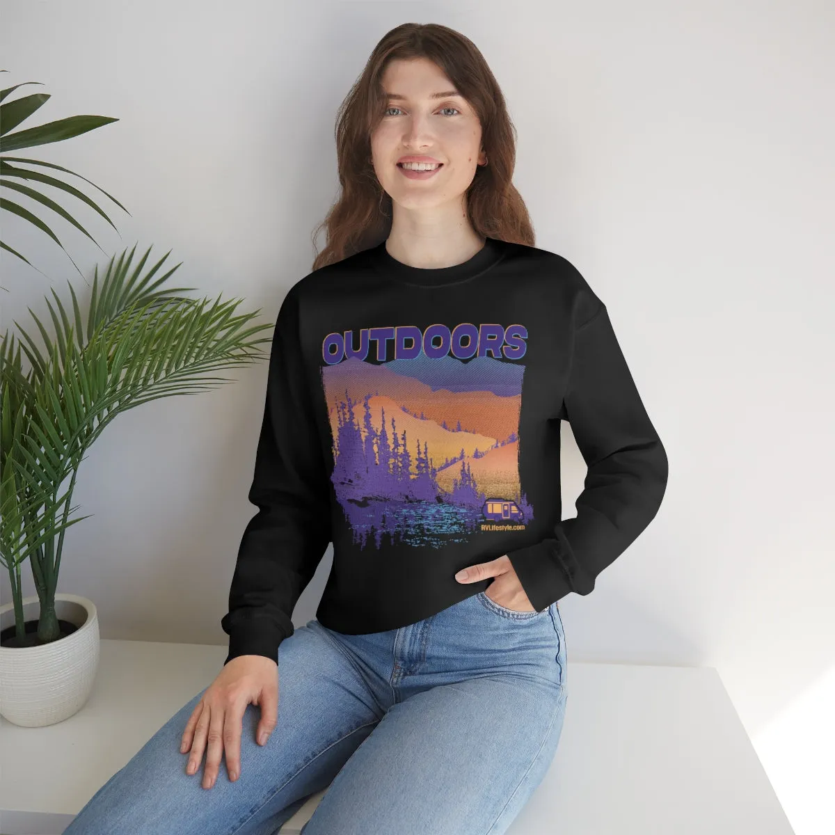 Outdoors Unisex Heavy Blend™ Crewneck Sweatshirt - Black, Forest Green, Dark Heather, Navy