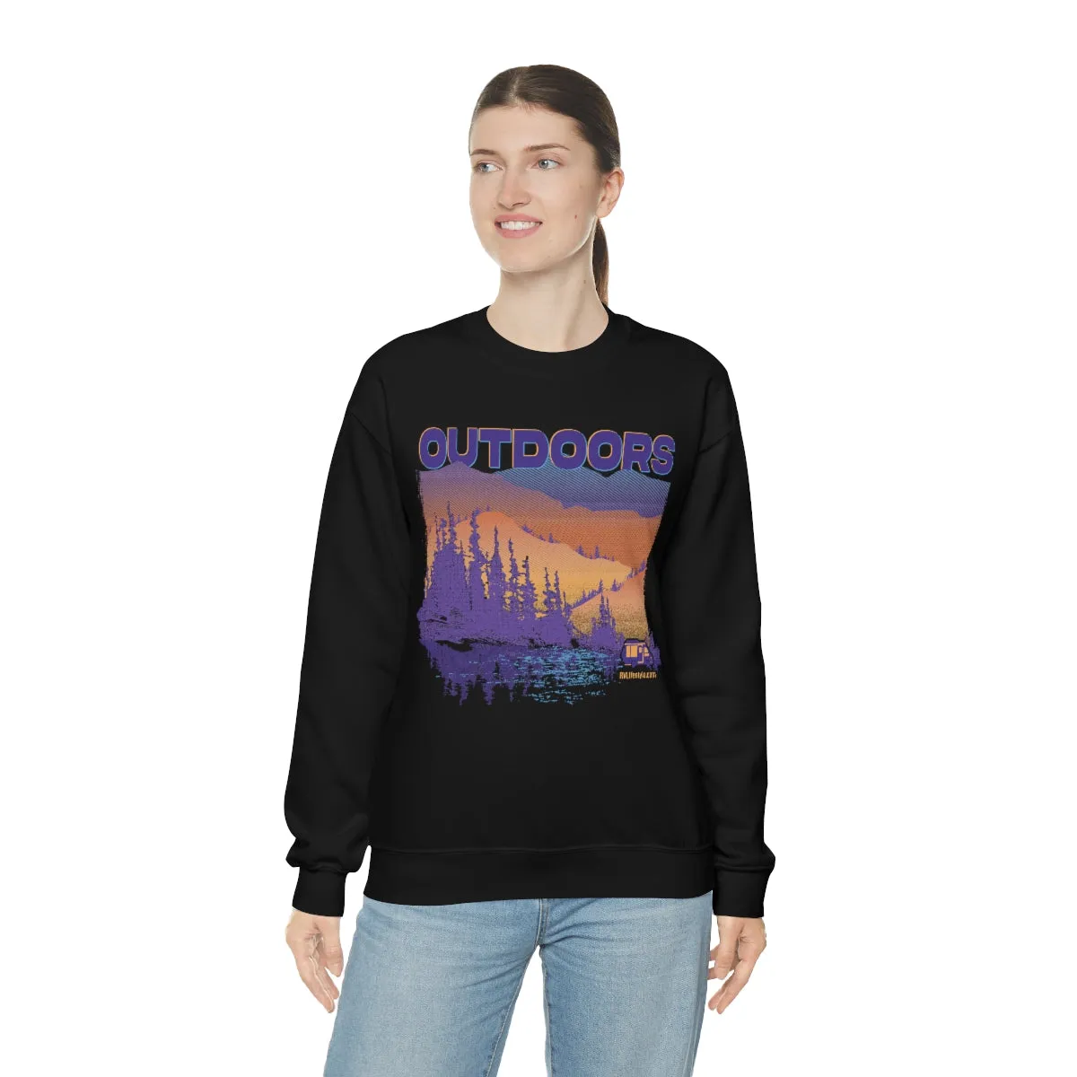 Outdoors Unisex Heavy Blend™ Crewneck Sweatshirt - Black, Forest Green, Dark Heather, Navy