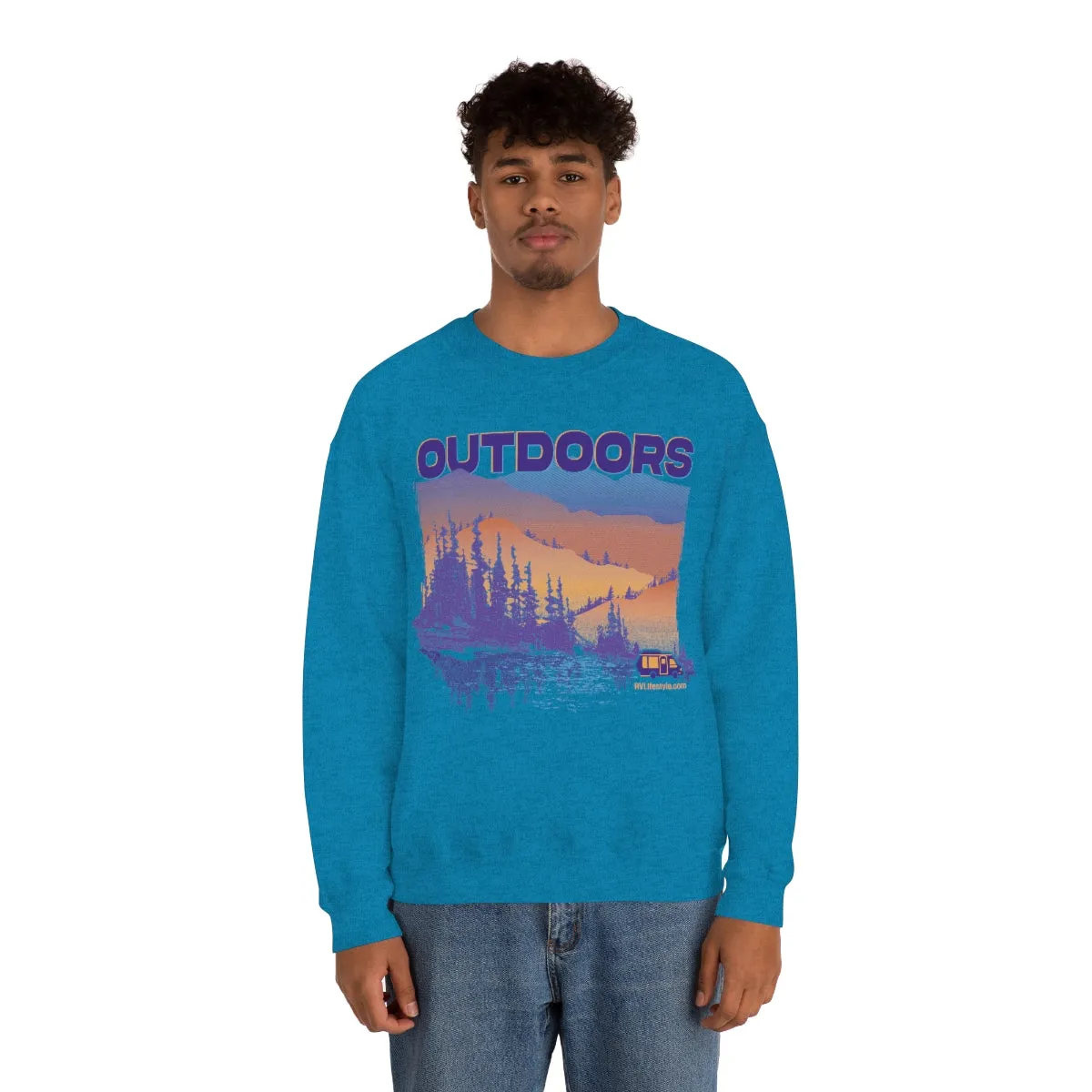 Outdoors Unisex Heavy Blend™ Crewneck Sweatshirt - Black, Forest Green, Dark Heather, Navy