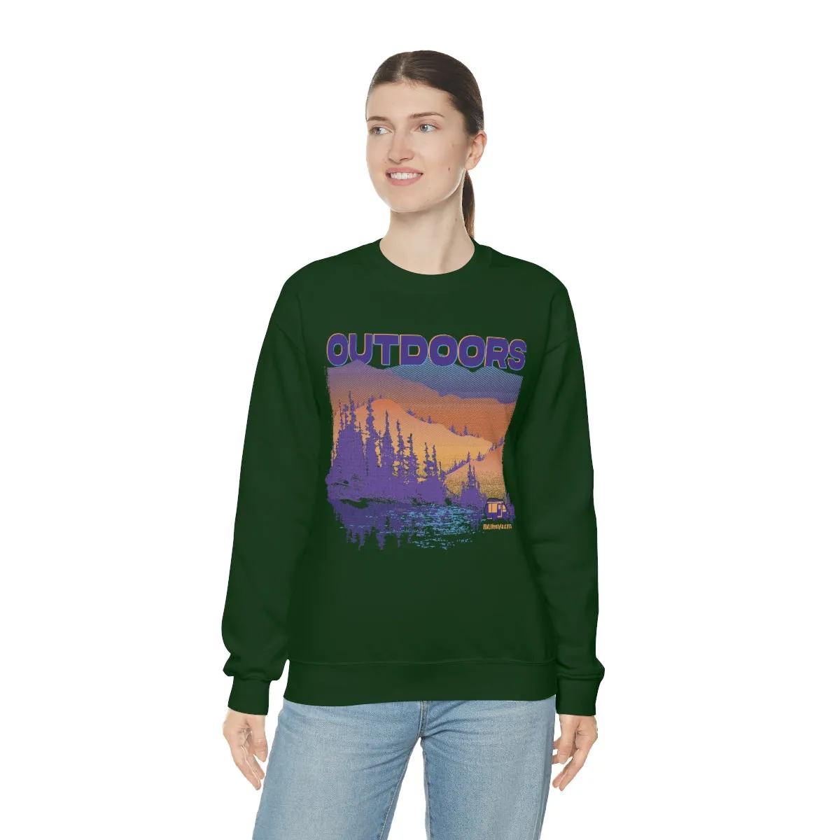 Outdoors Unisex Heavy Blend™ Crewneck Sweatshirt - Black, Forest Green, Dark Heather, Navy