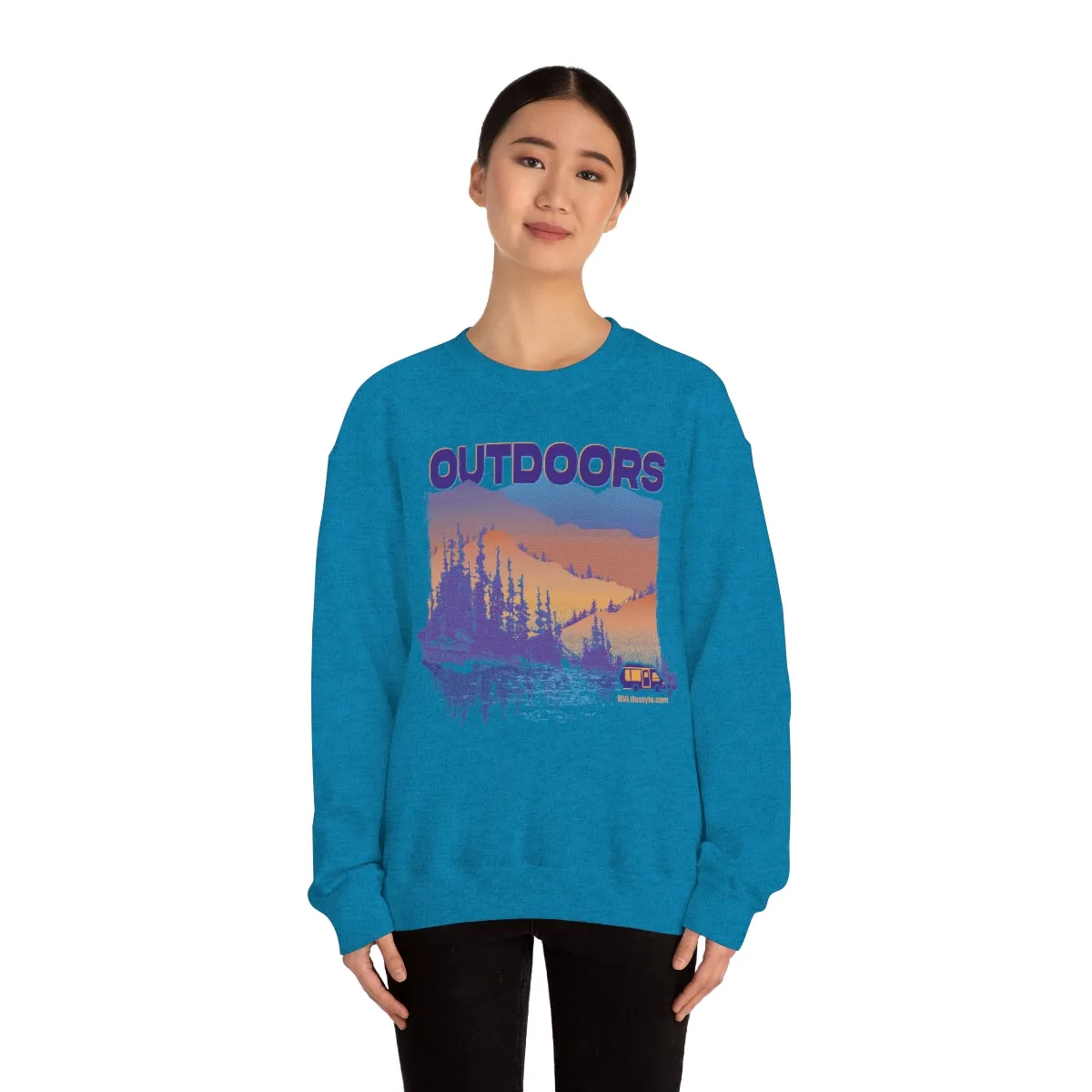 Outdoors Unisex Heavy Blend™ Crewneck Sweatshirt - Black, Forest Green, Dark Heather, Navy