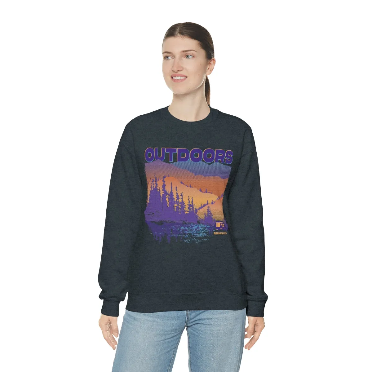 Outdoors Unisex Heavy Blend™ Crewneck Sweatshirt - Black, Forest Green, Dark Heather, Navy