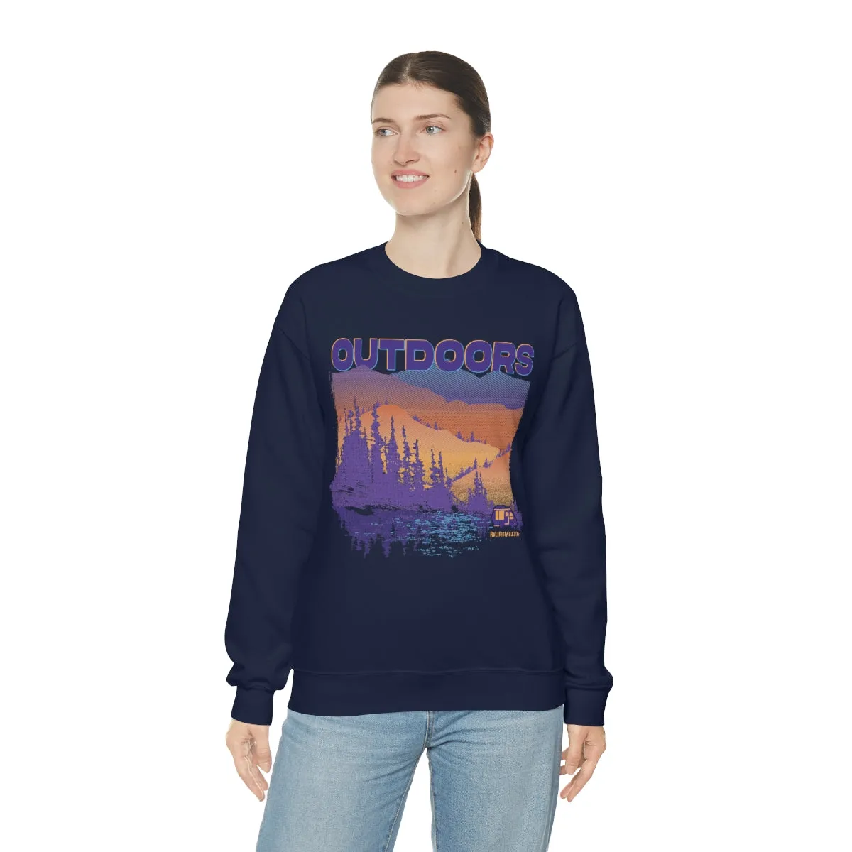 Outdoors Unisex Heavy Blend™ Crewneck Sweatshirt - Black, Forest Green, Dark Heather, Navy
