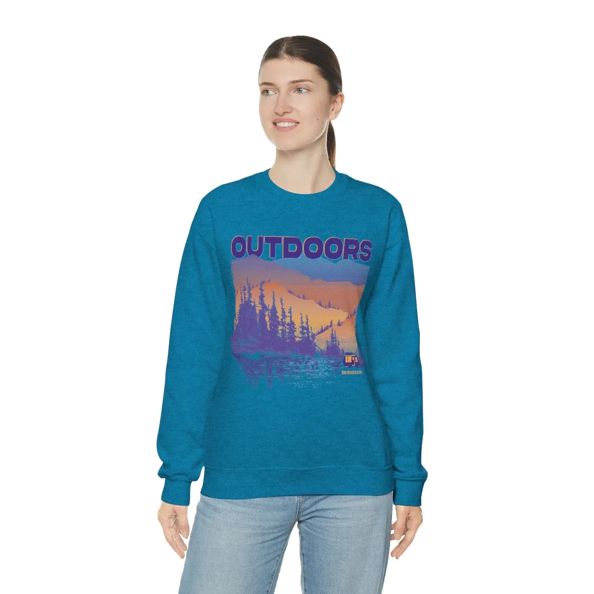 Outdoors Unisex Heavy Blend™ Crewneck Sweatshirt - Black, Forest Green, Dark Heather, Navy