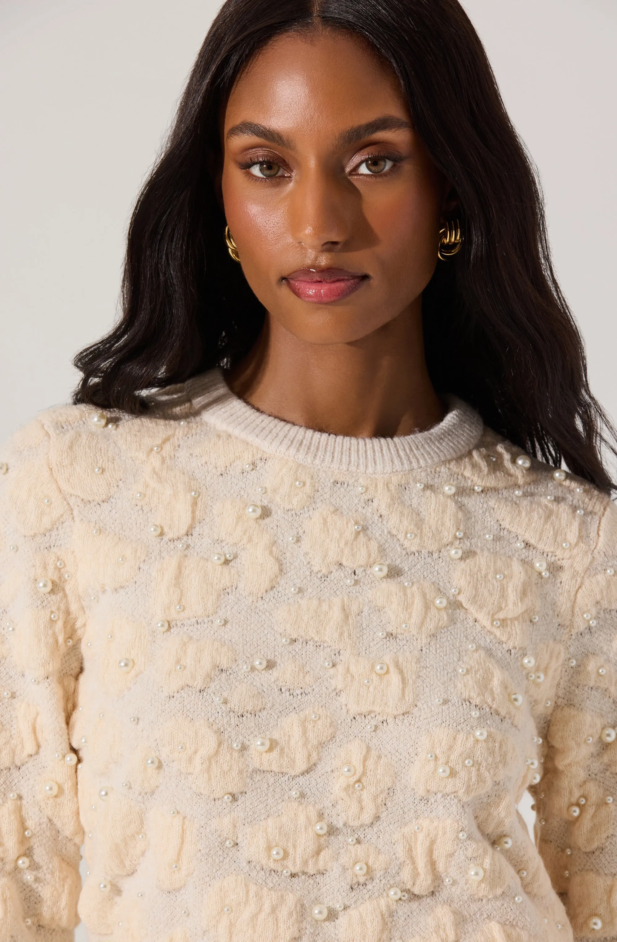 Pearl Textured Knit Sweater