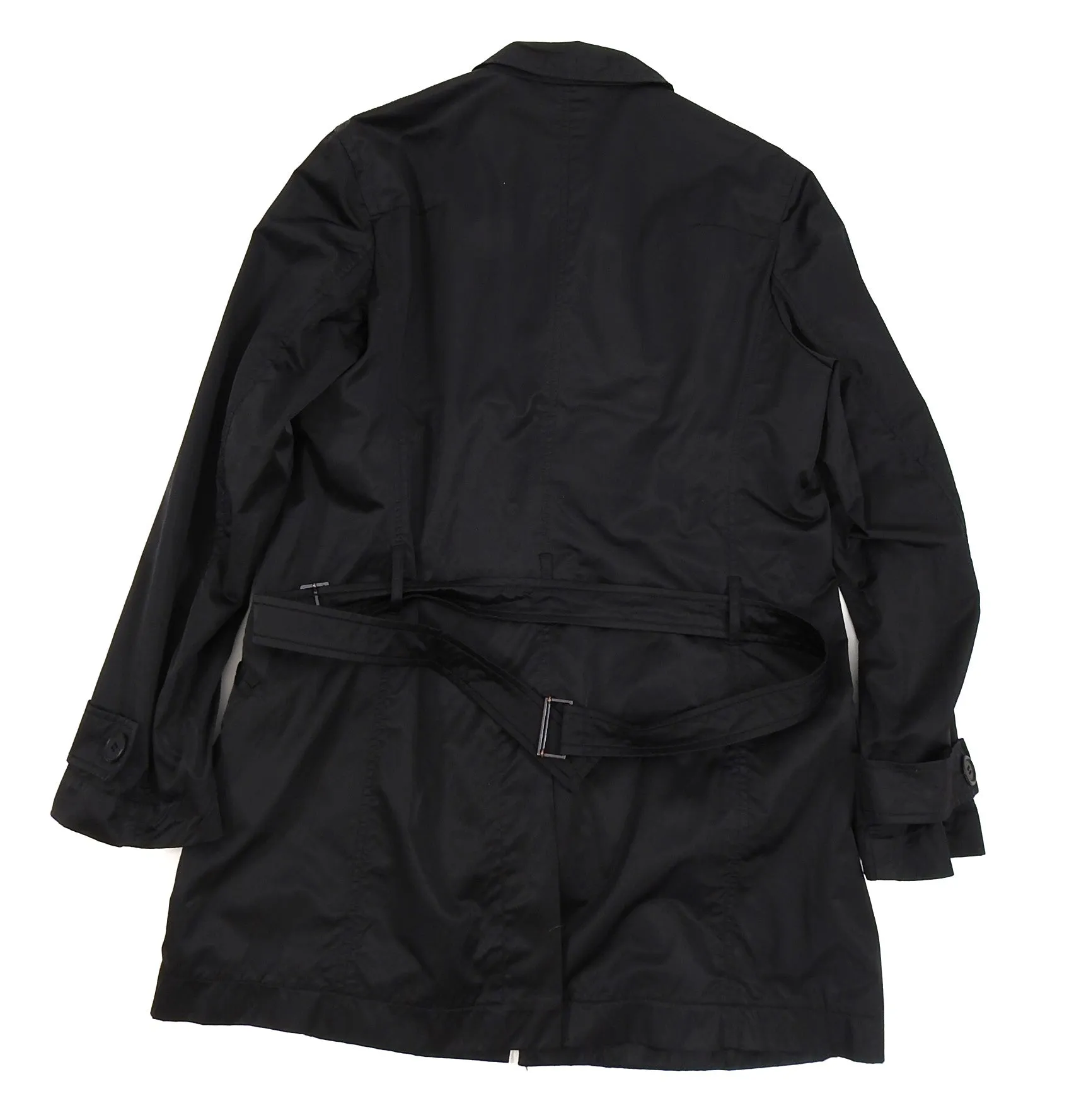 Philippe Dubuc Black Nylon Belted Trench Coat - S