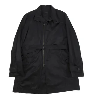 Philippe Dubuc Black Nylon Belted Trench Coat - S